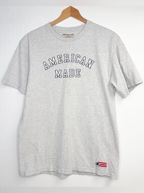 American Giant Mens L Gray American Made Flag Collection Graphic T-Shirt USA